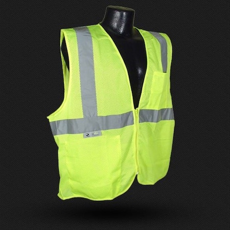 Radians Econmy Class 2 Self Extinguishing Hi Viz Green Safety Vest W/Zipper, Xl SV25-2ZGM-XL